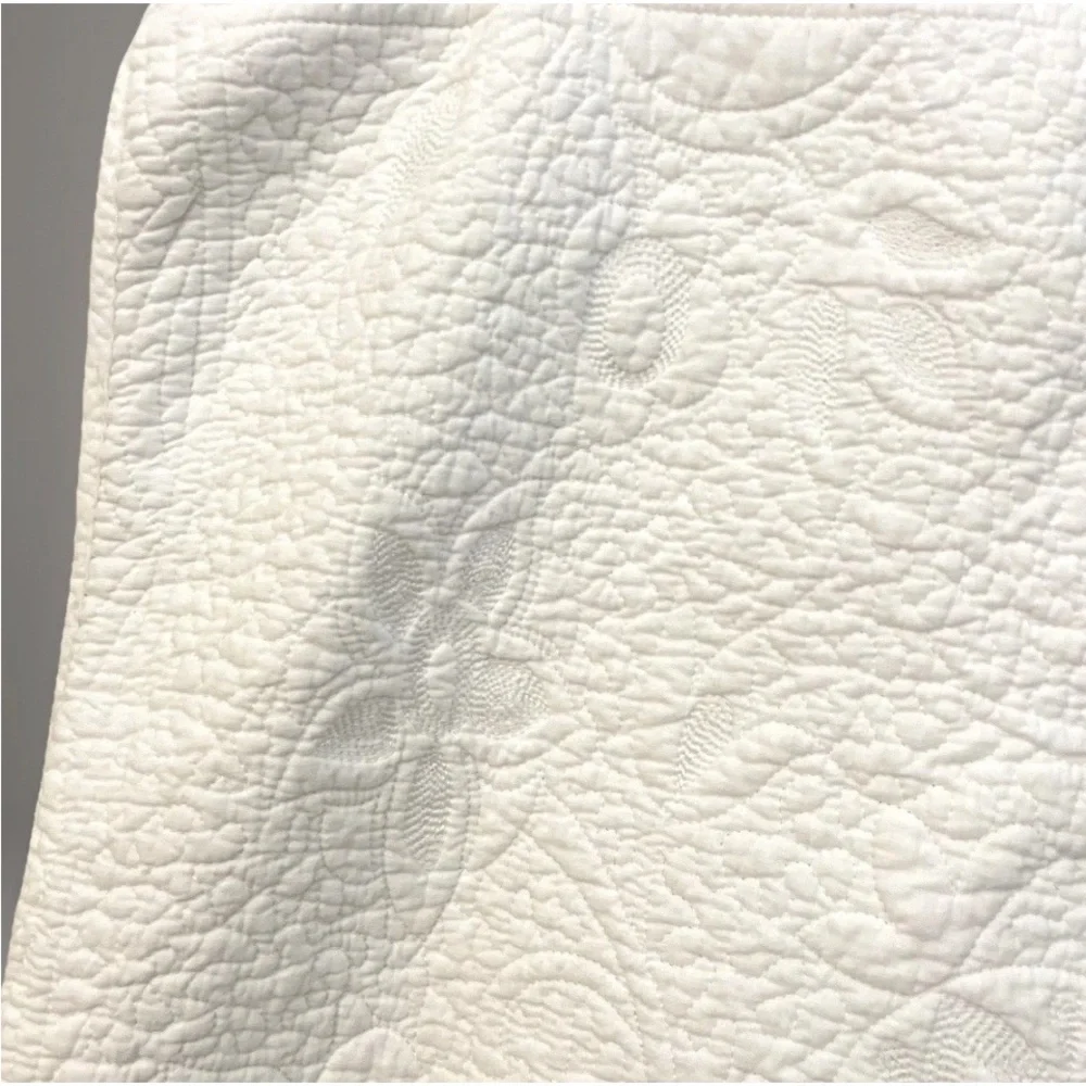 King Pillow Shams White Quilted 100% Cotton  - Pair